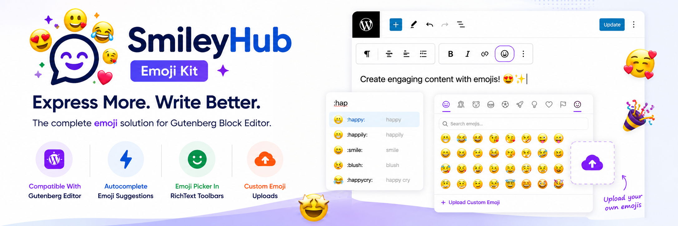 SmileyHub Emoji Kit WordPress emoji block plugin for Gutenberg